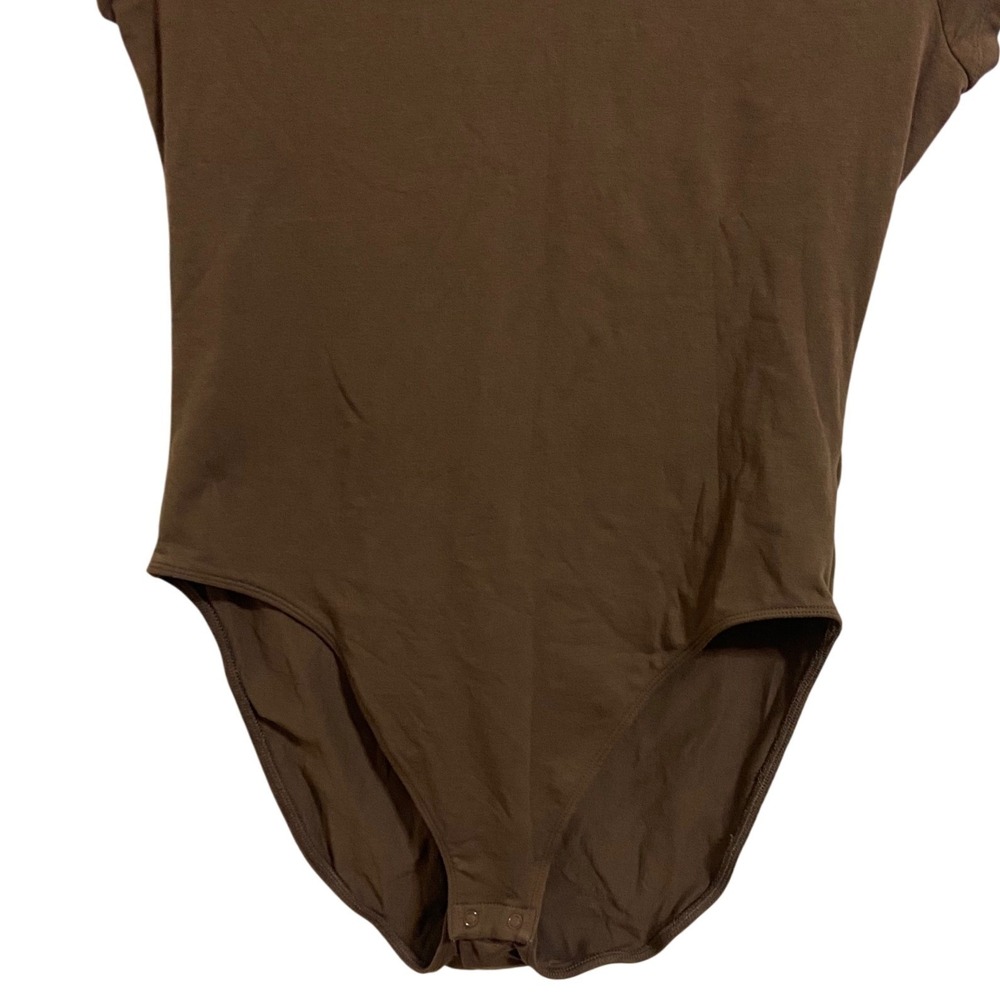 Old Navy Chocolate Brown V-Neck Short Sleeve Stretch‎ Cotton Bodysuit Large L - Picture 8 of 8